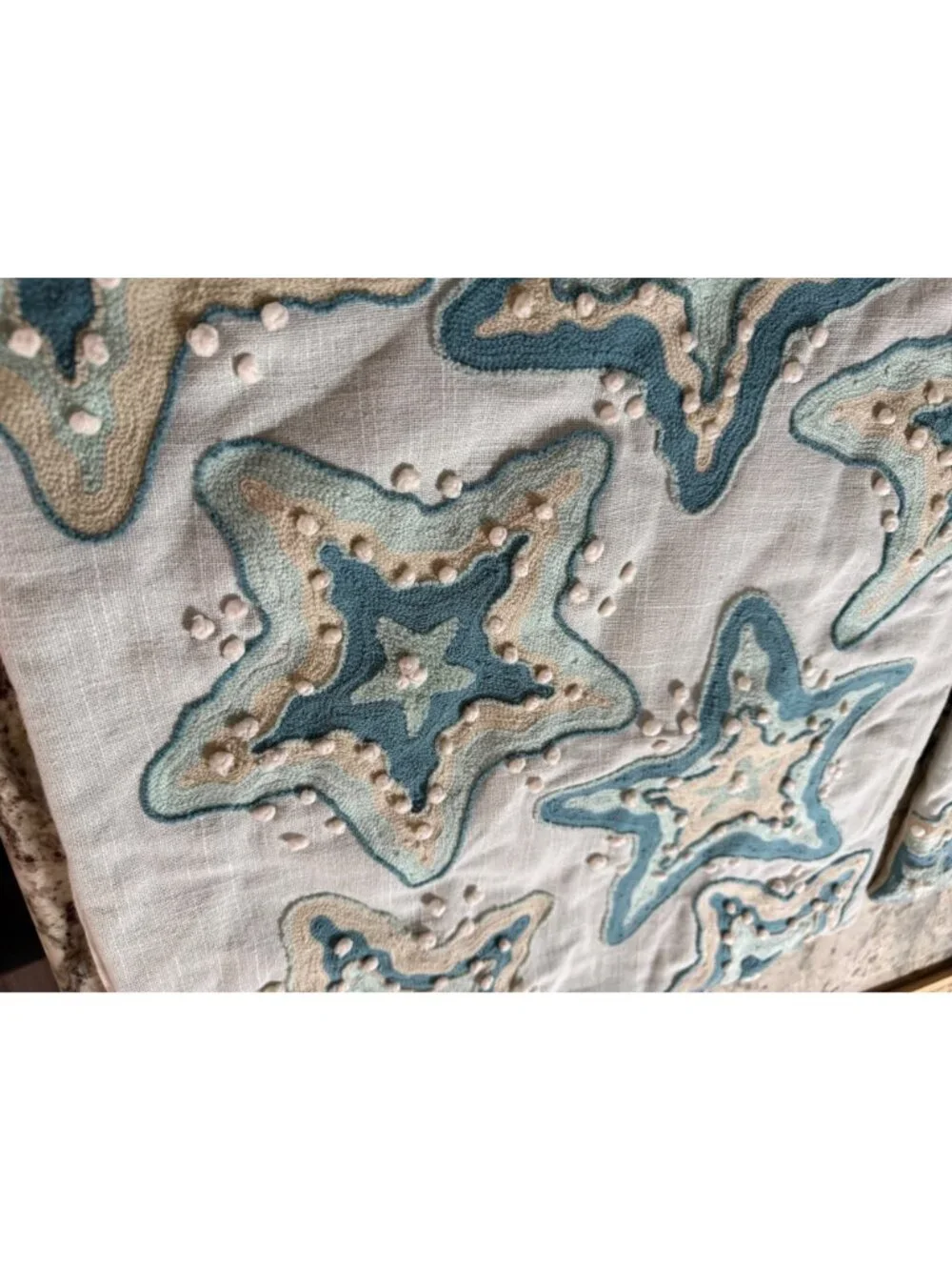 2 Sigrid Olsen Home Coastal Starfish Embroidered Throw Pillow Covers Nautical